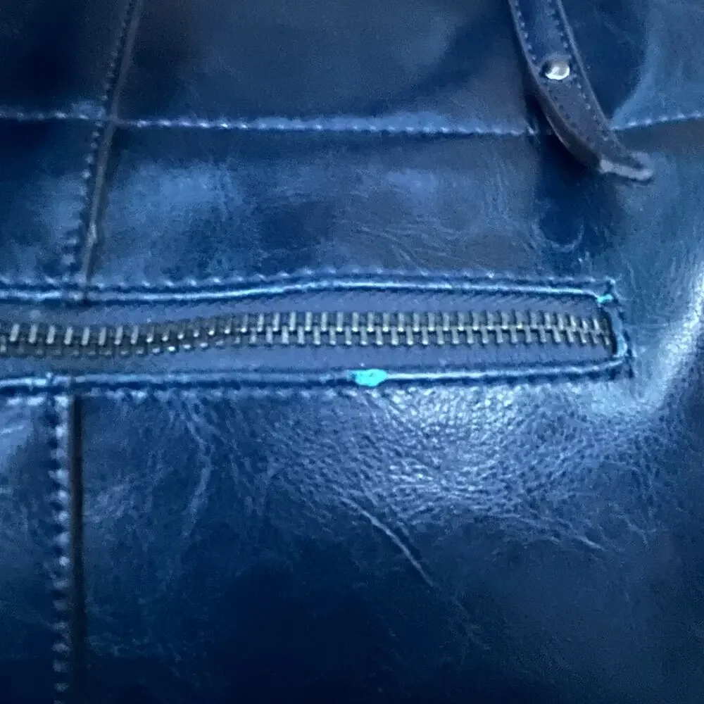 Borgasets Leather Tote Bag Navy - Picture 11 of 11